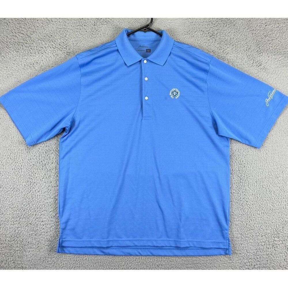 Jack Nicklaus Golf Polo Shirt Large Blue The Memorial Performance Rugby Mens
